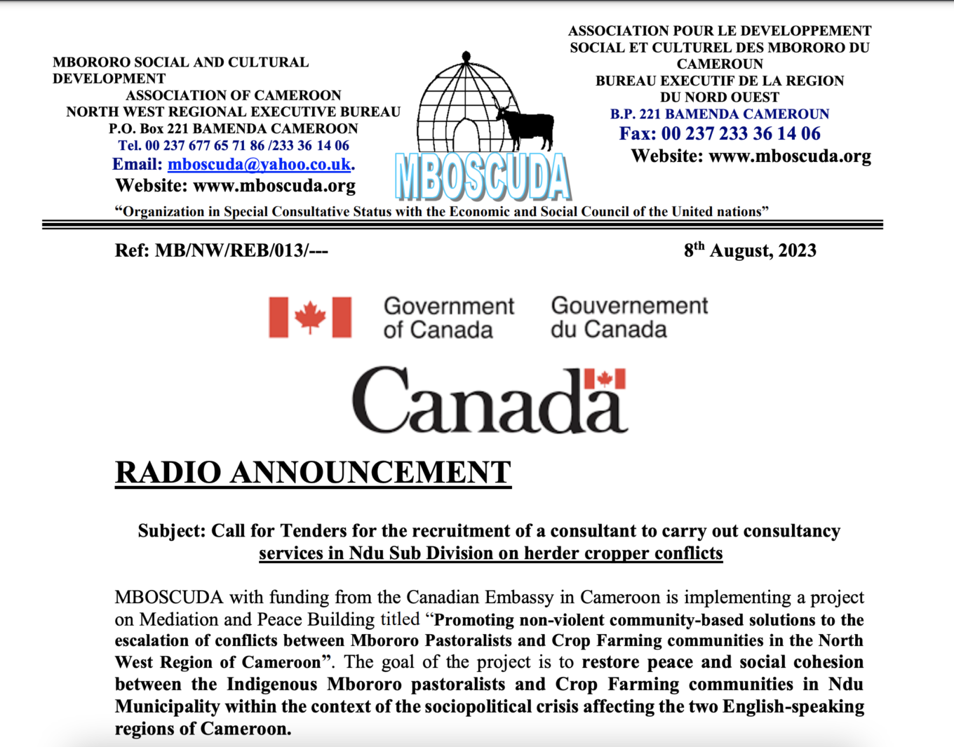 Letter Requesting for Tenders